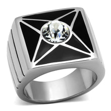 Load image into Gallery viewer, TK1049 - High polished (no plating) Stainless Steel Ring with Top Grade Crystal  in Clear