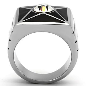 TK1049 - High polished (no plating) Stainless Steel Ring with Top Grade Crystal  in Clear