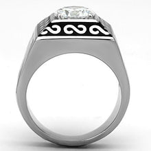 Load image into Gallery viewer, TK1050 - High polished (no plating) Stainless Steel Ring with AAA Grade CZ  in Clear