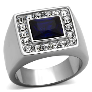 TK1051 - High polished (no plating) Stainless Steel Ring with Synthetic Synthetic Glass in Montana