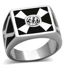 Load image into Gallery viewer, TK1052 - High polished (no plating) Stainless Steel Ring with Top Grade Crystal  in Clear