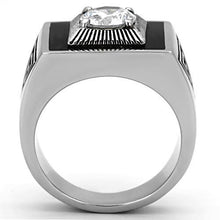 Load image into Gallery viewer, TK1053 - High polished (no plating) Stainless Steel Ring with AAA Grade CZ  in Clear