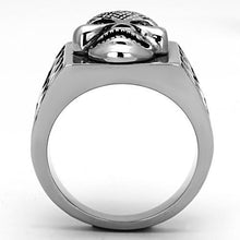 Load image into Gallery viewer, TK1056 - High polished (no plating) Stainless Steel Ring with Top Grade Crystal  in Black Diamond