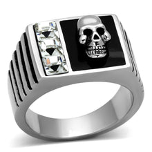 Load image into Gallery viewer, TK1057 - High polished (no plating) Stainless Steel Ring with Top Grade Crystal  in Clear