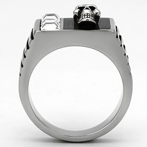 TK1057 - High polished (no plating) Stainless Steel Ring with Top Grade Crystal  in Clear