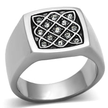 Load image into Gallery viewer, TK1060 - High polished (no plating) Stainless Steel Ring with Top Grade Crystal  in Clear