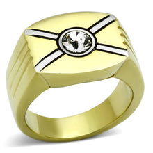 Load image into Gallery viewer, TK1064 - Two-Tone IP Gold (Ion Plating) Stainless Steel Ring with Top Grade Crystal  in Clear