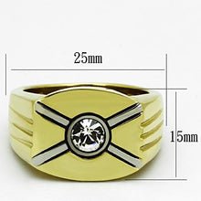 Load image into Gallery viewer, TK1064 - Two-Tone IP Gold (Ion Plating) Stainless Steel Ring with Top Grade Crystal  in Clear