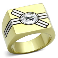 Load image into Gallery viewer, TK1065 - Two-Tone IP Gold (Ion Plating) Stainless Steel Ring with Top Grade Crystal  in Clear