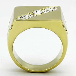 TK1066 - IP Gold(Ion Plating) Stainless Steel Ring with Top Grade Crystal  in Clear