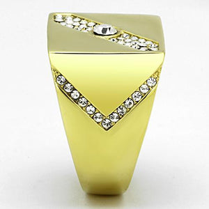 TK1066 - IP Gold(Ion Plating) Stainless Steel Ring with Top Grade Crystal  in Clear