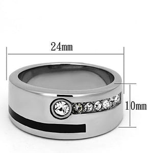 TK1067 - High polished (no plating) Stainless Steel Ring with Top Grade Crystal  in Clear
