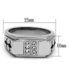 Load image into Gallery viewer, TK1071 - High polished (no plating) Stainless Steel Ring with Top Grade Crystal  in Clear