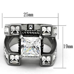 TK1072 - High polished (no plating) Stainless Steel Ring with AAA Grade CZ  in Clear