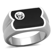 Load image into Gallery viewer, TK1073 - High polished (no plating) Stainless Steel Ring with Top Grade Crystal  in Clear