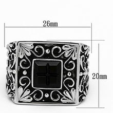 Load image into Gallery viewer, TK1074 - High polished (no plating) Stainless Steel Ring with Synthetic Synthetic Glass in Jet