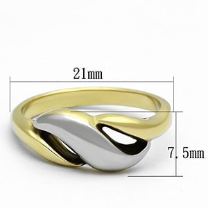 TK1089 - Two-Tone IP Gold (Ion Plating) Stainless Steel Ring with No Stone