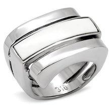 Load image into Gallery viewer, TK108 - High polished (no plating) Stainless Steel Ring with Semi-Precious Agate in White