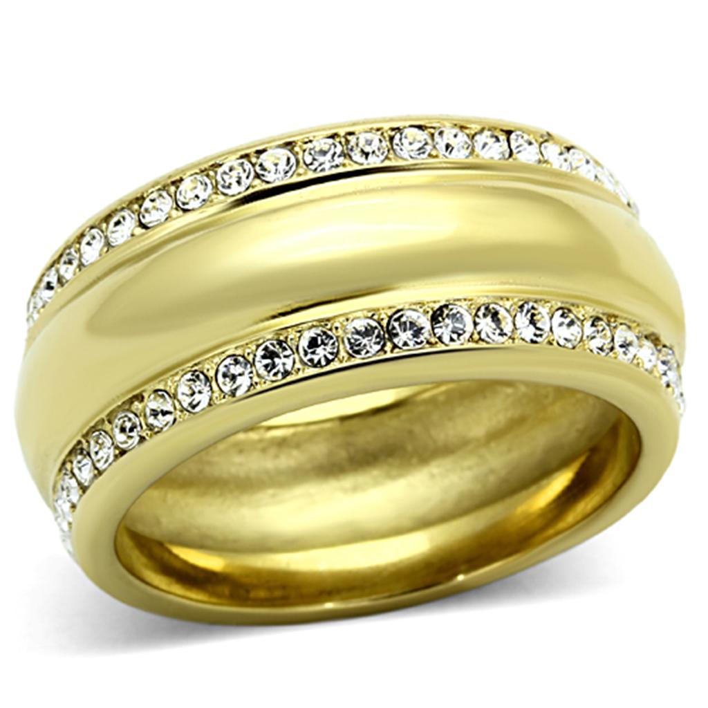 TK1096 - IP Gold(Ion Plating) Stainless Steel Ring with Top Grade Crystal  in Clear