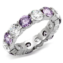 Load image into Gallery viewer, TK109 - High polished (no plating) Stainless Steel Ring with AAA Grade CZ  in Amethyst
