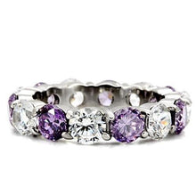 Load image into Gallery viewer, TK109 - High polished (no plating) Stainless Steel Ring with AAA Grade CZ  in Amethyst