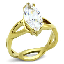 Load image into Gallery viewer, TK1106 - IP Gold(Ion Plating) Stainless Steel Ring with AAA Grade CZ  in Clear