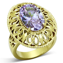 Load image into Gallery viewer, TK1110 - IP Gold(Ion Plating) Stainless Steel Ring with AAA Grade CZ  in Light Amethyst
