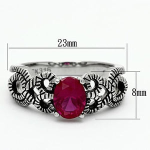 TK1112 - High polished (no plating) Stainless Steel Ring with AAA Grade CZ  in Ruby