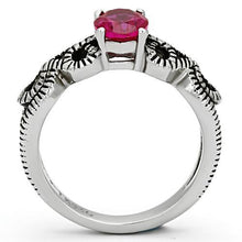 Load image into Gallery viewer, TK1112 - High polished (no plating) Stainless Steel Ring with AAA Grade CZ  in Ruby