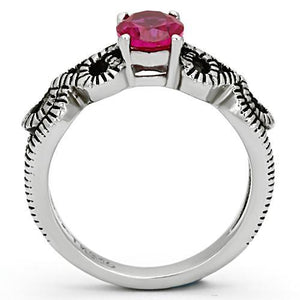 TK1112 - High polished (no plating) Stainless Steel Ring with AAA Grade CZ  in Ruby