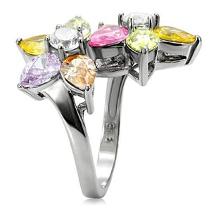 Kered Cocktail Ring - Stainless Steel, AAA CZ , Multi Color - TK111
