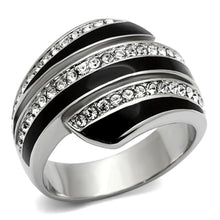 Load image into Gallery viewer, TK1134 - High polished (no plating) Stainless Steel Ring with Top Grade Crystal  in Clear
