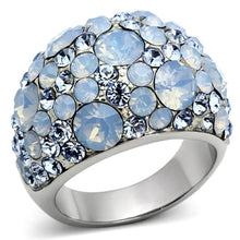 Load image into Gallery viewer, TK1147 - High polished (no plating) Stainless Steel Ring with Top Grade Crystal  in Sea Blue