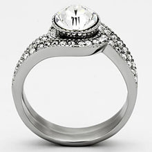 Load image into Gallery viewer, TK1155 - High polished (no plating) Stainless Steel Ring with Top Grade Crystal  in Clear