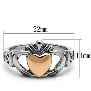 TK1156 - Two-Tone IP Rose Gold Stainless Steel Ring with No Stone