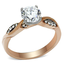 Load image into Gallery viewer, TK1163 - Two-Tone IP Rose Gold Stainless Steel Ring with AAA Grade CZ  in Clear