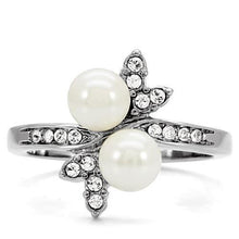 Load image into Gallery viewer, TK116 - High polished (no plating) Stainless Steel Ring with Synthetic Pearl in White