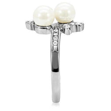 Load image into Gallery viewer, TK116 - High polished (no plating) Stainless Steel Ring with Synthetic Pearl in White