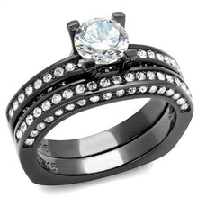 Load image into Gallery viewer, TK1175LJ - IP Light Black  (IP Gun) Stainless Steel Ring with AAA Grade CZ  in Clear