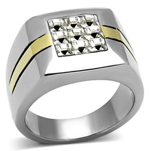 Load image into Gallery viewer, TK1178 - Two-Tone IP Gold (Ion Plating) Stainless Steel Ring with Top Grade Crystal  in Clear