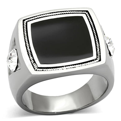 TK1182 - High polished (no plating) Stainless Steel Ring with Top Grade Crystal  in Clear