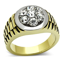 Load image into Gallery viewer, TK1191 - Two-Tone IP Gold (Ion Plating) Stainless Steel Ring with Top Grade Crystal  in Clear