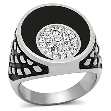 TK1200 - High polished (no plating) Stainless Steel Ring with Top Grade Crystal  in Clear