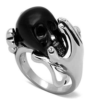 TK1206 - Two-Tone IP Black Stainless Steel Ring with Epoxy  in Jet