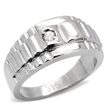 Load image into Gallery viewer, TK120 - High polished (no plating) Stainless Steel Ring with AAA Grade CZ  in Clear