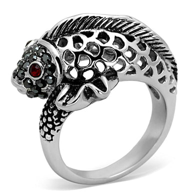 TK1215 - High polished (no plating) Stainless Steel Ring with Top Grade Crystal  in Siam