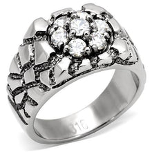 Load image into Gallery viewer, TK121 - High polished (no plating) Stainless Steel Ring with AAA Grade CZ  in Clear
