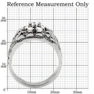 TK121 - High polished (no plating) Stainless Steel Ring with AAA Grade CZ  in Clear