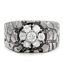 Load image into Gallery viewer, TK121 - High polished (no plating) Stainless Steel Ring with AAA Grade CZ  in Clear