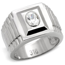 Load image into Gallery viewer, TK122 - High polished (no plating) Stainless Steel Ring with AAA Grade CZ  in Clear